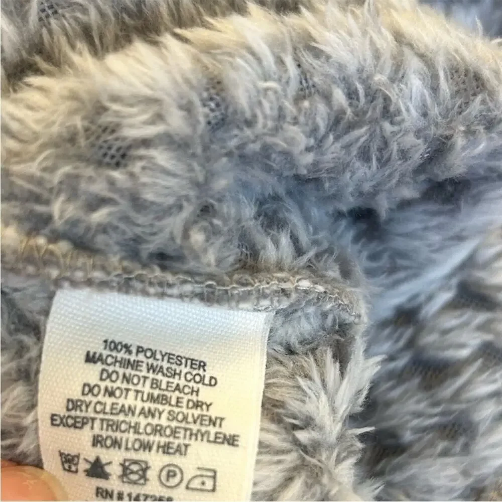 Simply Southern Youth L Popcorn Sherpa Fleece Pullover Quarter Snap Gray White